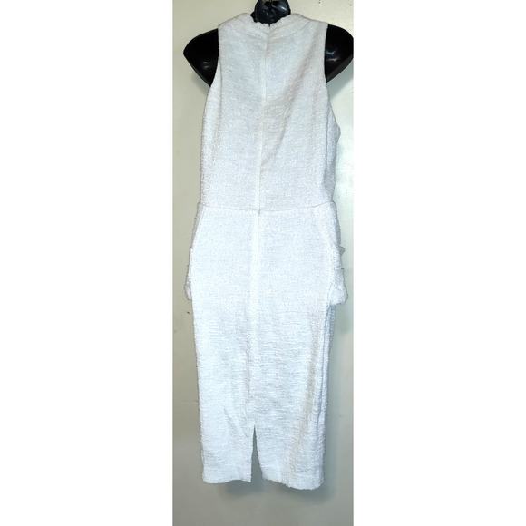 Badgley Mischka Dress Womens Plus 16 White Party Formal Gown Sparkly Peplum Text - Picture 3 of 16